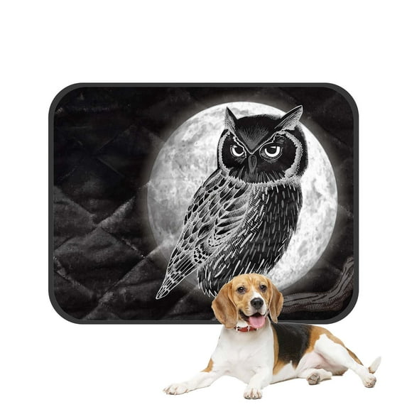 PKQWTM Mysterious Full Moon Night Christmas Owl Pet Dog Cat Bed Pee Pads Mat Cushion Potty Dogsblankets Crate Bed Kennel 28x36 inch