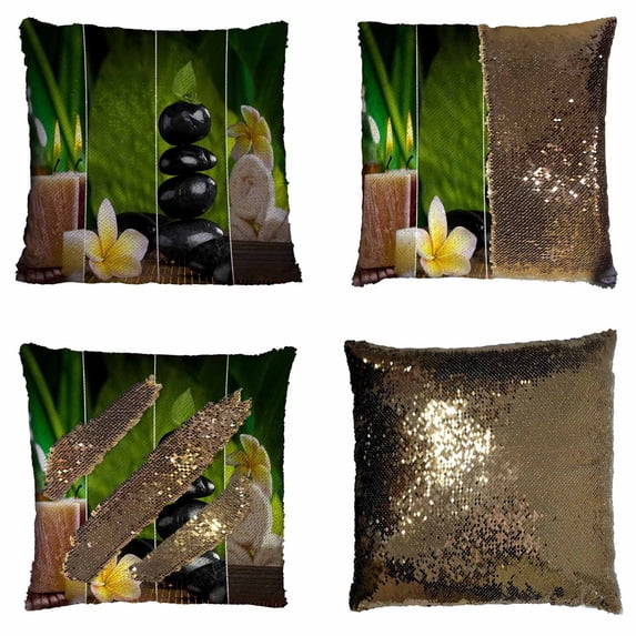 PKQWTM Natural View Of Spa Reversible Mermaid Cushion Cover Home Decor Sequin Pillow Case Size 20x20 inches