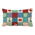 thumbnail image 1 of PKQWTM Nautical patchwork seashell starfish anchor wheel sailboat crab Bed Decor Pillow Cases Zippered Cushion Cover Size 20x30 Inches, 1 of 1