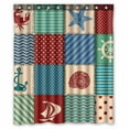 thumbnail image 1 of PKQWTM Nautical patchwork seashell starfish anchor wheel sailboat crab WaterProof Polyester Fabric Shower Curtain Size 60x72 Inches, 1 of 1