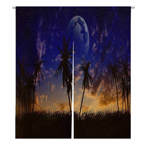PKQWTM Night Landscape Door Curtain Window Cover Home Decor Hanging Curtain Size 105x120 CM