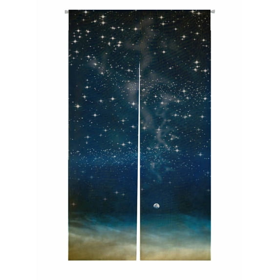 PKQWTM Night Moon In Big Space And Star Door Curtain Window Cover Home Decor Hanging Curtain Size 85x150 CM