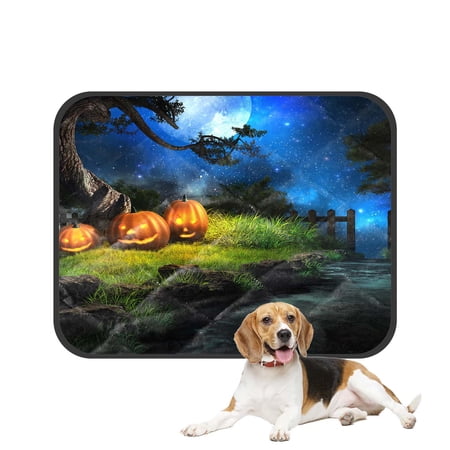 PKQWTM Night Scenery With Three Halloween Pumpkins Old Tree Pet Dog Cat Bed Pee Pads Mat Cushion Potty Dogs Blankets Crate Bed Kennel 25x30 inch