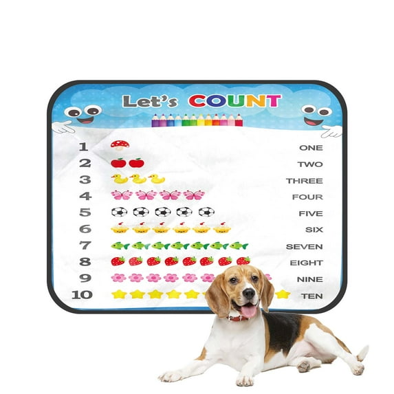 PKQWTM Numbers Counting Practice Printable Educational Pet Dog Cat Bed Pee Pads Mat Cushion Potty Dogsblankets Crate Bed Kennel 14x18 inch