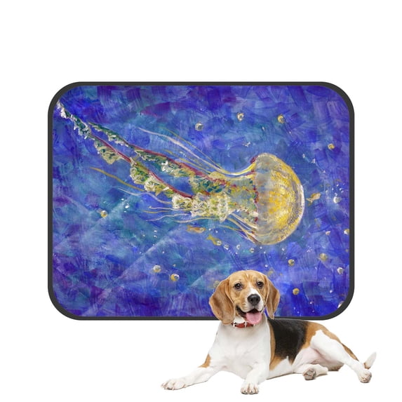 PKQWTM Oil Painting Jellyfish Tropical Sea Life Pet Dog Cat Bed Pee Pads Mat Cushion Potty Dogsblankets Crate Bed Kennel 14x18 inch