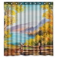 thumbnail image 1 of PKQWTM Oil Painting Landscape Autumn Forest Mountain Lake WaterProof Polyester Fabric Shower Curtain Size 66x72 Inches, 1 of 1