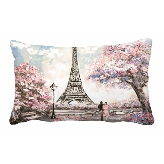 PKQWTM Oil Painting Street View Paris Tender Landscape Bed Decor Pillow Cases Zippered Cushion Cover Size 20x30 Inches