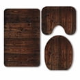 thumbnail image 1 of PKQWTM Old Dark Wood Wooden Wall Texture 3 Piece Bathroom Rugs Set Bath Rug Contour Mat and Toilet Lid Cover, 1 of 2