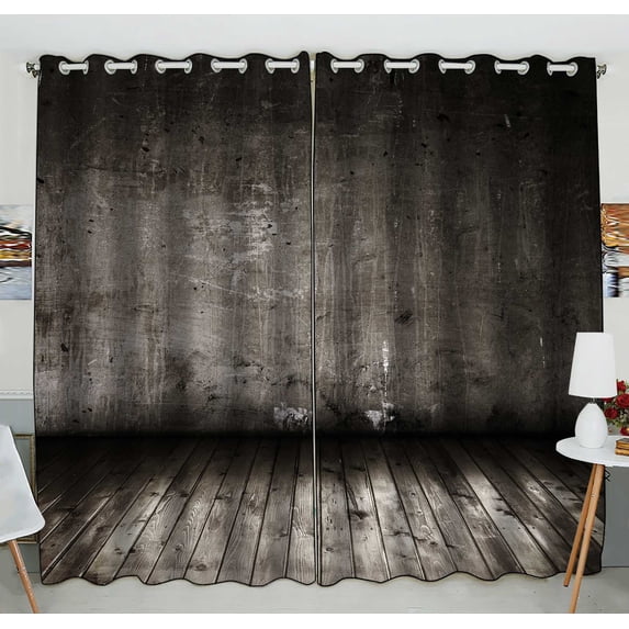 PKQWTM Old Grunge Interior Practical heat insulation Shading Window Curtain Size 52(W) x 84(H) inches (Two Piece)