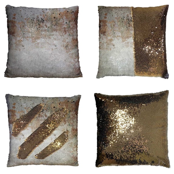 PKQWTM Old Grunge Interior Reversible Mermaid Cushion Cover Home Decor Sequin Pillow Case Size 16x16 inches