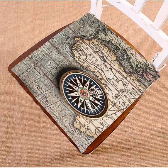 PKQWTM Old On Vintage Retro Map Chair Pads Chair Mat Seat Cushion Chair Cushion Floor Cushion Size 18x18 inches