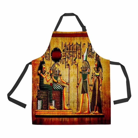 PKQWTM Old natural paper from Egypt Unisex Adjustable Bib Apron with Pockets for Commercial Restaurant and Home Kitchen Use