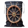 thumbnail image 1 of PKQWTM Old trawler steering wheel made of hardwood Storage Basket Laundry Bag with Drawstring Size 24x32 Inch, 1 of 3