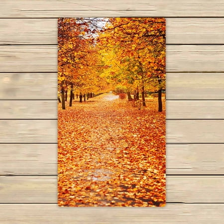 PKQWTM Orange Autumn Alley Microfiber Bath Towels Bathroom Body Shower Towel Size 16x28 Inches