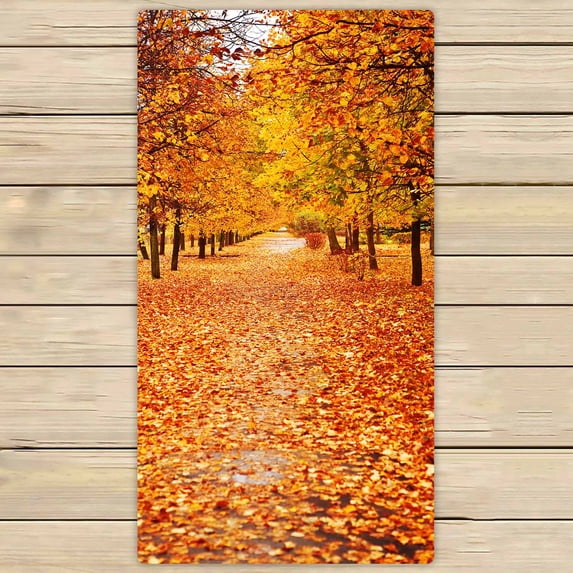 PKQWTM Orange Autumn Alley Microfiber Bath Towels Bathroom Body Shower Towel Size 30x56 Inches