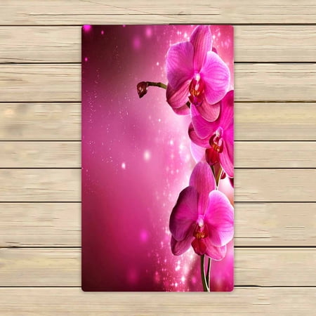 PKQWTM Orchid Flower Border Design Microfiber Bath Towels Bathroom Body Shower Towel Size 16x28 Inches