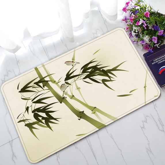 PKQWTM Oriental Style Painting Bamboo Branches Home Decor Floor Mat Area Rug Doormat Size 18x30 Inches