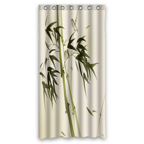 PKQWTM Oriental Style Painting Bamboo Branches WaterProof Polyester Fabric Shower Curtain Size 36x72 Inches