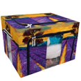 thumbnail image 1 of PKQWTM Original Oil Painting on Canvas Sunset Over Lavender Field Storage Bag Clear Window Storage Bins Boxes Large Capacity Foldable Stackable Organizer With Steel Metal Frame For Clothes,Closets, 1 of 3