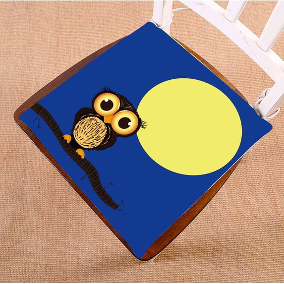 PKQWTM Owl at night owl on branch full moon Chair Pads Chair Mat Seat Cushion Chair Cushion Floor Cushion Size 20x20 inches