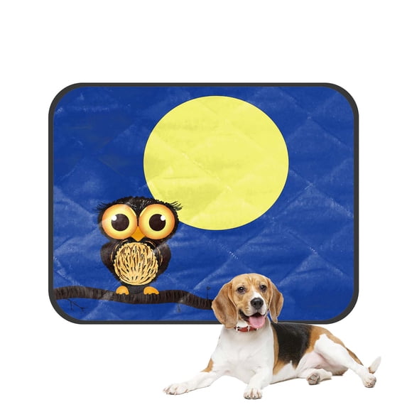 PKQWTM Owl at night owl on branch full moon Pet Dog Cat Bed Pee Pads Mat Cushion Potty Dogs Blankets Crate Bed Kennel 14x18 inch