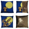 thumbnail image 1 of PKQWTM Owl at night owl on branch full moon Reversible Mermaid Cushion Cover Home Decor Sequin Pillow Case Size 20x20 inches, 1 of 2