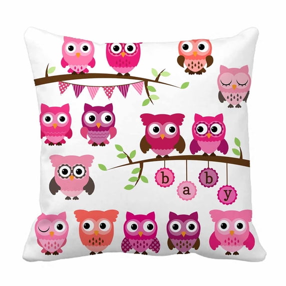 PKQWTM Owls and Branches Bed Decor Pillow Cases Zippered Cushion Cover Size 18x18 Inches