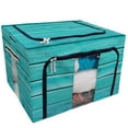 thumbnail image 1 of PKQWTM Painted Old Wooden Wall Storage Bag Clear Window Storage Bins Boxes Large Capacity Foldable Stackable Organizer With Steel Metal Frame For Bedding,Clothes,Closets, Bedrooms, 1 of 3