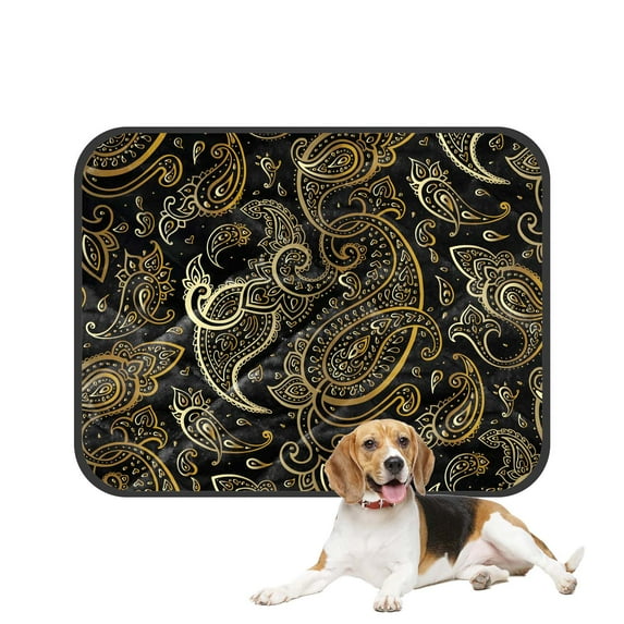 PKQWTM Paisley Beautiful golden Elegant n vintage Pattern Pet Dog Cat Bed Pee Pads Mat Cushion Potty Dogs Blankets Crate Bed Kennel 20x24 inch