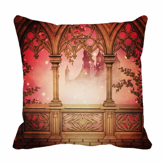 PKQWTM Palace Balcony Bed Decor Pillow Cases Zippered Cushion Cover Size 16x16 Inches