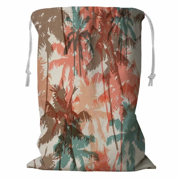 PKQWTM Palm Trees Storage Basket Laundry Bag with Drawstring Size 18x24 Inch