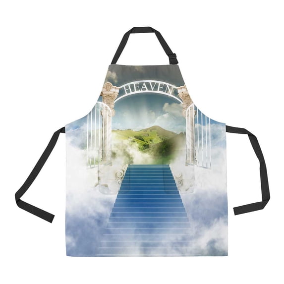 PKQWTM Paradise Sky Unisex Adjustable Bib Apron with Pockets for Commercial Restaurant and Home Kitchen Use