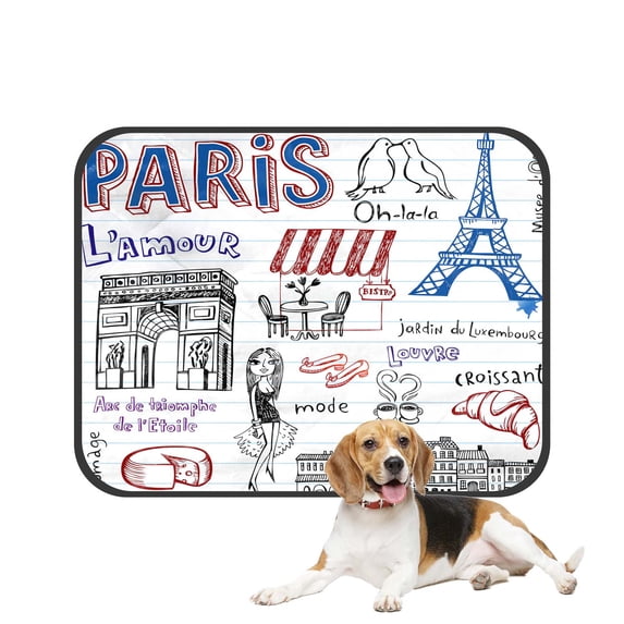 PKQWTM Paris Doodles Pet Dog Cat Bed Pee Pads Mat Cushion Potty Dogsblankets Crate Bed Kennel 20x24 inch