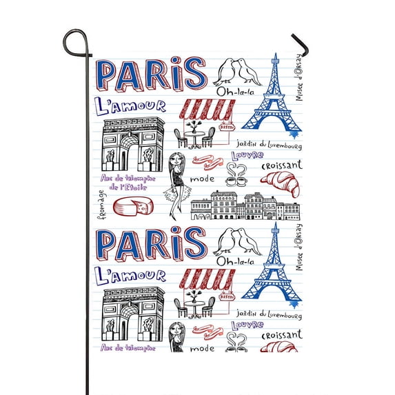 PKQWTM Paris Doodles Yard Decor Home Garden Flag Size 28x40 Inches