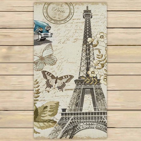 PKQWTM Paris Microfiber Bath Towels Bathroom Body Shower Towel Size 30x56 Inches