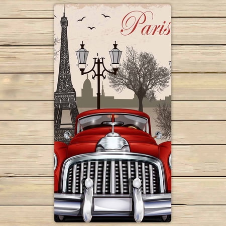 PKQWTM Paris retro Microfiber Bath Towels Bathroom Body Shower Towel Size 30x56 Inches