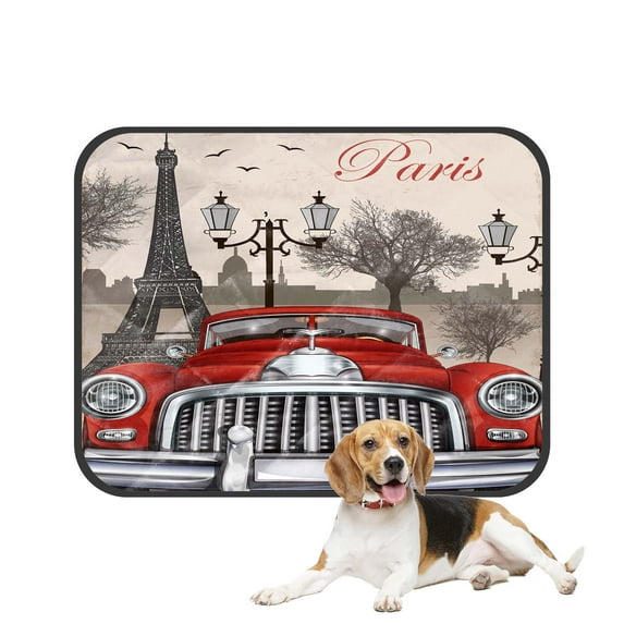 PKQWTM Paris retro Pet Dog Cat Bed Pee Pads Mat Cushion Potty Dogs Blankets Crate Bed Kennel 25x30 inch