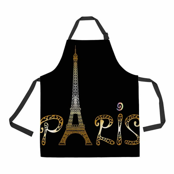 PKQWTM Paris with Eiffel tower Unisex Adjustable Bib Apron with Pockets for Commercial Restaurant and Home Kitchen Use