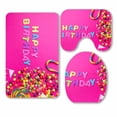 thumbnail image 1 of PKQWTM Party Accessories Happy Birthday Sweet Treat Swirl Candy 3 Piece Bathroom Rugs Set Bath Rug Contour Mat and Toilet Lid Cover, 1 of 2