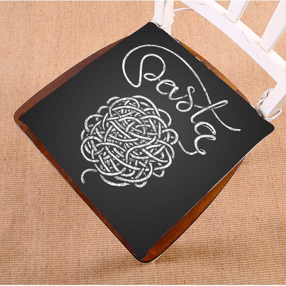 PKQWTM Pasta Word Spaghetti Snarl Drawn Chalkboard Chair Pads Chair Mat Seat Cushion Chair Cushion Floor Cushion Size 20x20 inches