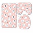 thumbnail image 1 of PKQWTM Pastel Peach Pink White Cat Pattern 3 Piece Bathroom Rugs Set Bath Rug Contour Mat and Toilet Lid Cover, 1 of 2