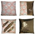 thumbnail image 1 of PKQWTM Pastel Peach Pink White Cat Pattern Reversible Mermaid Cushion Cover Home Decor Sequin Pillow Case Size 16x16 inches, 1 of 2
