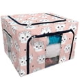 thumbnail image 1 of PKQWTM Pastel Peach Pink White Cat Pattern Storage Bag Clear Window Storage Bins Boxes Large Capacity Foldable Stackable Organizer With Steel Metal Frame For Bedding,Clothes,Closets, Bedrooms, 1 of 3