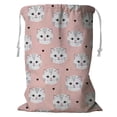 thumbnail image 1 of PKQWTM Pastel Peach Pink White Cat Pattern Storage Basket Laundry Bag with Drawstring Size 24x32 Inch, 1 of 3