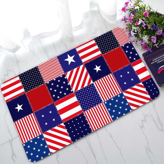 PKQWTM Patchwork Of American Flag Home Decor Floor Mat Area Rug Doormat Size 18x30 Inches