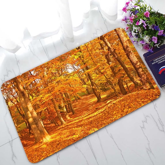 PKQWTM Pathway In The Forest In Autumn Home Decor Floor Mat Area Rug Doormat Size 18x30 Inches