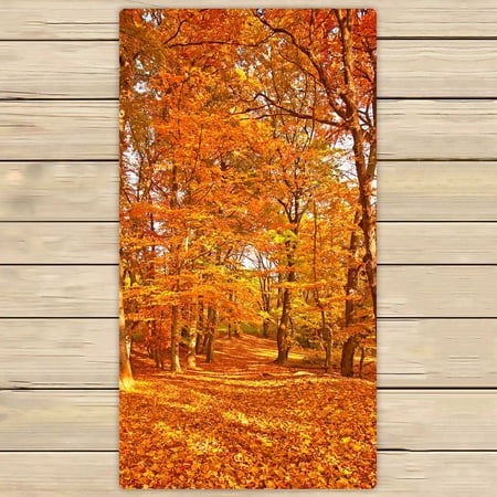 PKQWTM Pathway In The Forest In Autumn Microfiber Bath Towels Bathroom Body Shower Towel Size 30x56 Inches
