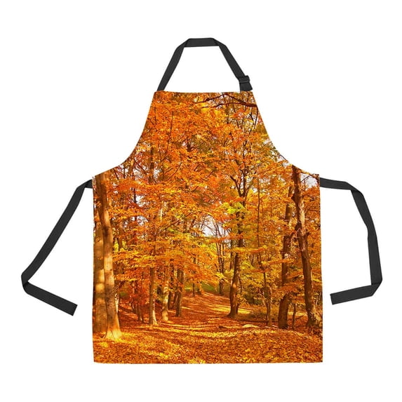 PKQWTM Pathway In The Forest In Autumn Unisex Adjustable Bib Apron with Pockets for Commercial Restaurant and Home Kitchen Use