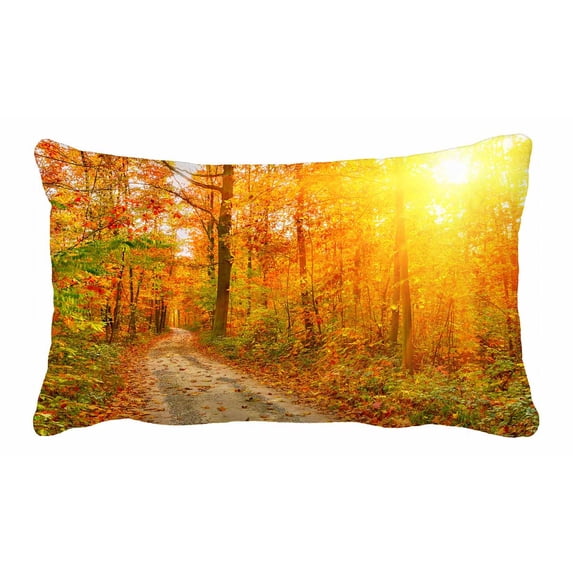 PKQWTM Pathway through the autumn forest Bed Decor Pillow Cases Zippered Cushion Cover Size 20x30 Inches