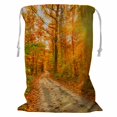 thumbnail image 1 of PKQWTM Pathway through the autumn forest Storage Basket Laundry Bag with Drawstring Size 18x24 Inch, 1 of 3